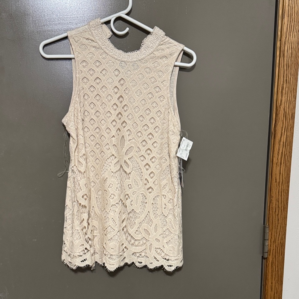 Jolt Sleeveless Crochet Top - Beige
